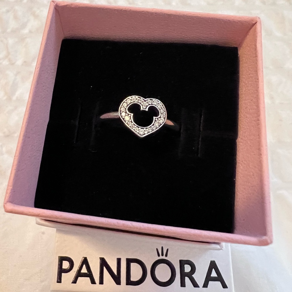 Authentic Pandora Disney Mickey Heart Silhouette Ring